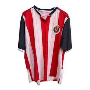 Chivas Remini Guadalajara Soccer Jersey Mens Red White Striped Futbol Shirt